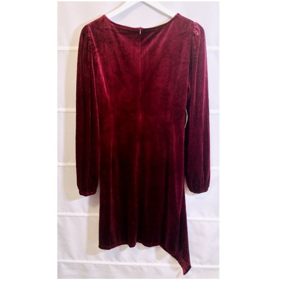 Velvet Long-Sleeve Ruched Asymmetrical Mini Dress XL *NWT* - Picture 8 of 8